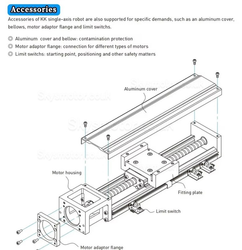 Linear Slide Module OSP001617 CNC Sliding Table Fit Nema23, 34 Stepper Motors / 40 mm Servo Motors