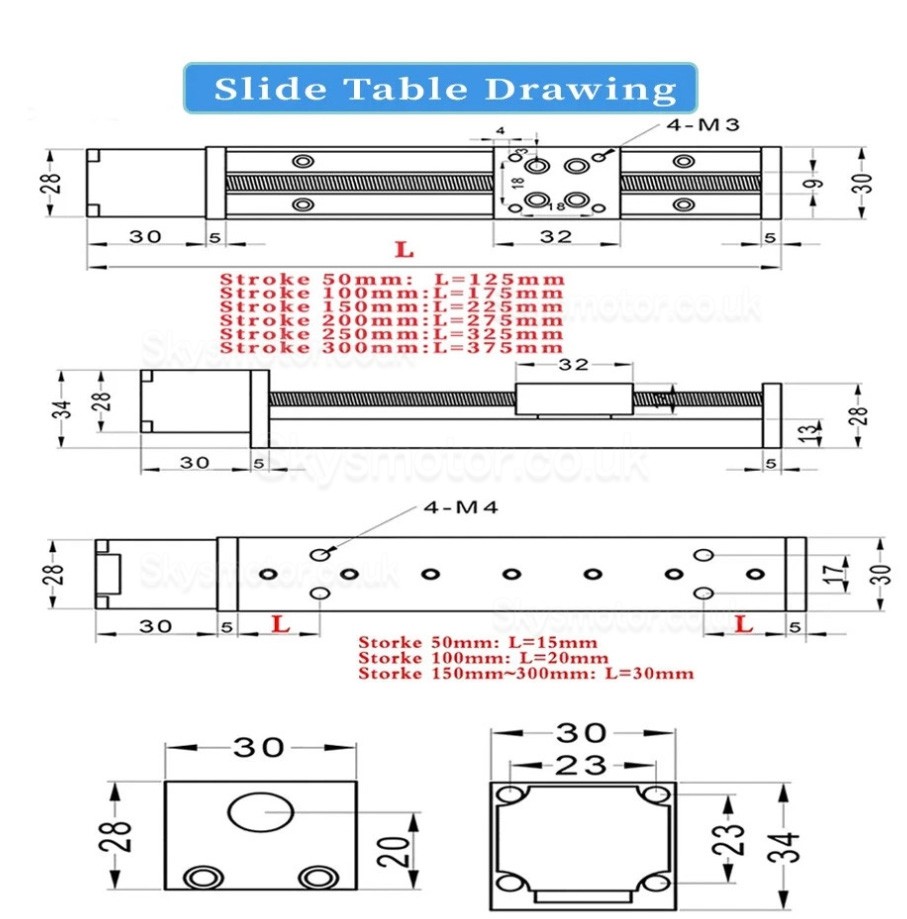 CNC Trapezoidal Screw Slide Table OSP001607 Motorized Linear Stage with Nema 11 Stepper Motor