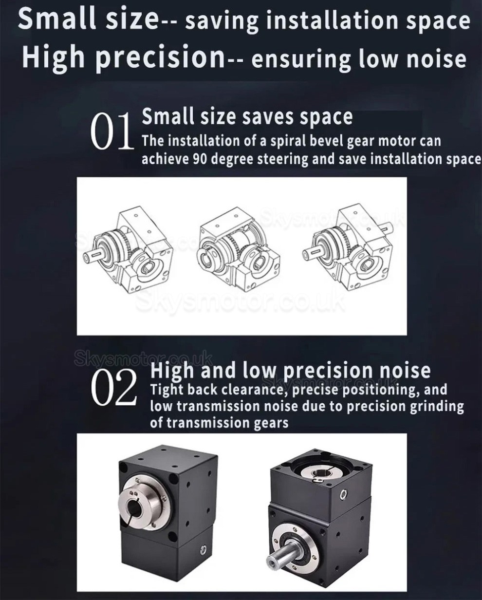 Nema 17 Right Angle Bevel Gearbox 90 Degree Commutator Ratio 2:1/3:1/5:1 for Nema 17 Stepper Motor