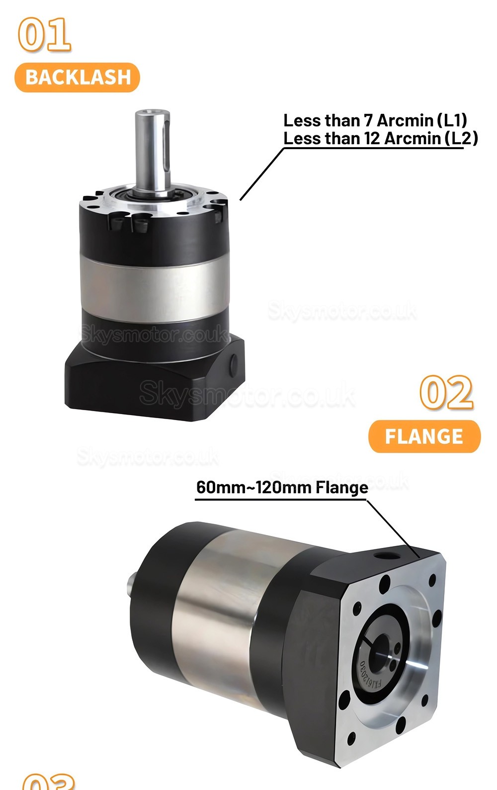 PLE042 Series Nema 17 Planetary Gearbox Ratio 4:1 - 100:1 for NEMA17 Stepper Motor / 40mm Servo Motor 50W 100W