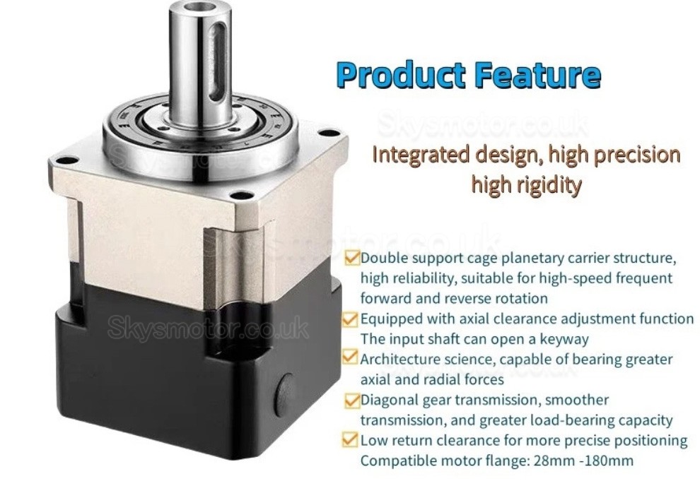 PLG090 Helical Planetary Gearbox Ratio 3:1 - 100:1 NEMA 34 Stepper Motor / 80mm 90mm Servo Motor 50W 100W