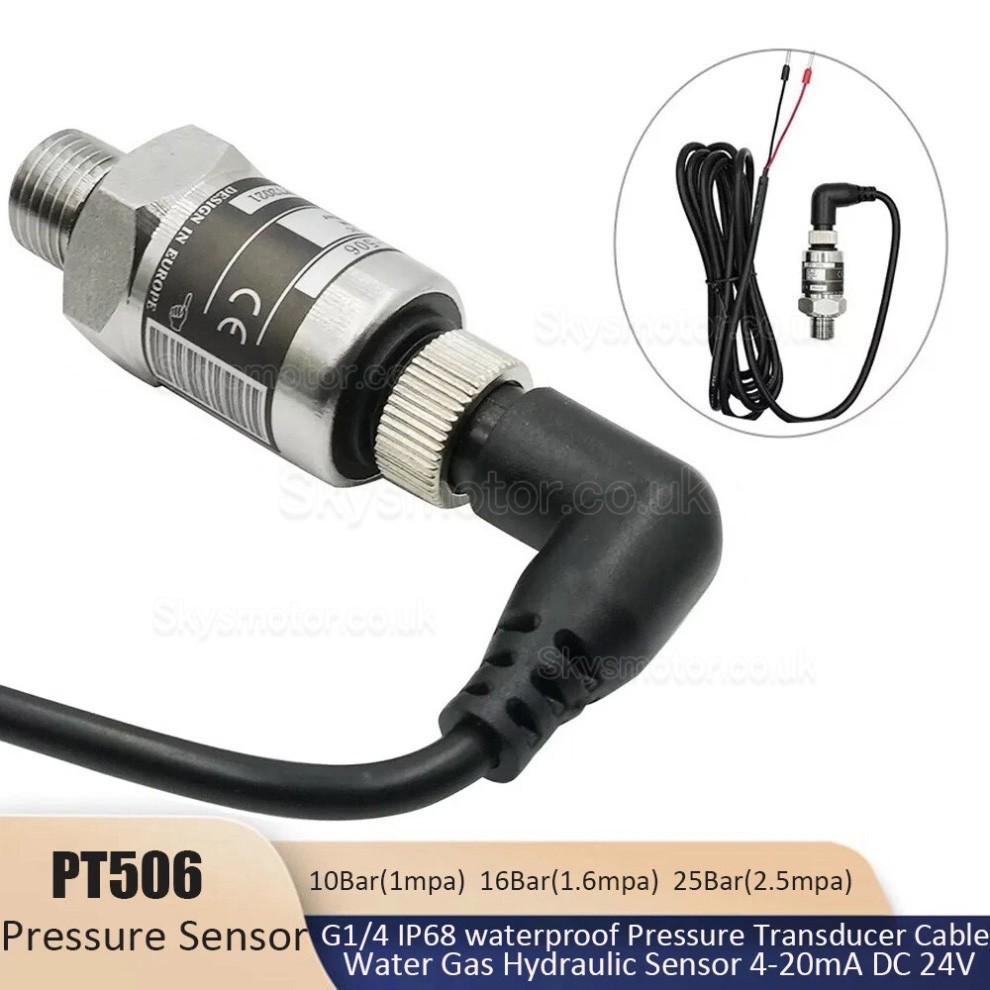 PT506 24V IP68 G1/4 Pressure Transducer Cable Pressure Transmitter Connector for Water Gas Hydraulic PT506 24V IP68 G1/4 Pressure Transducer Cable Pressure Transmitter Connector for Water Gas Hydraulic