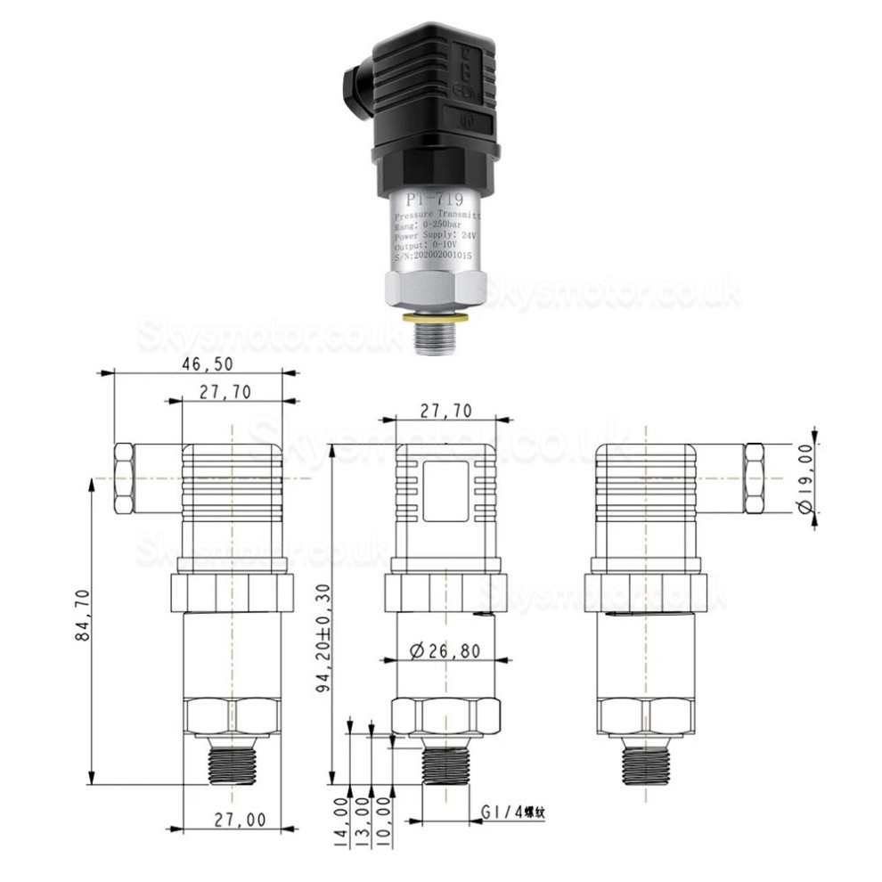 Industry Hydraulic Pressure Sensor PT-719 Pressure Transmitter 0-10V 4-20mA IP65 Industry Hydraulic Pressure Sensor PT-719 Pressure Transmitter 0-10V 4-20mA IP65