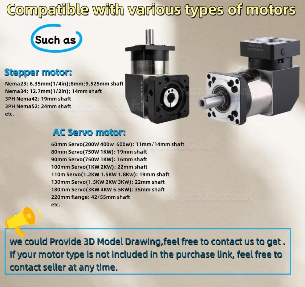 PVF120 Series Nema42 Right Angle Planetary Gearbox Ratio 3:1 - 100:1 for Nema 42 Stepper /100-130mm Servo Motor