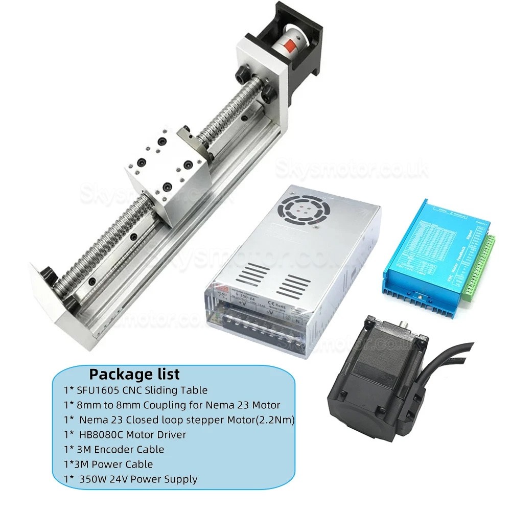 Ballscrew Linear Rail Stage DXG-YR60 CNC Slide Table Kit with Nema 23 Closed Loop Stepper Motor & Driver Kit
