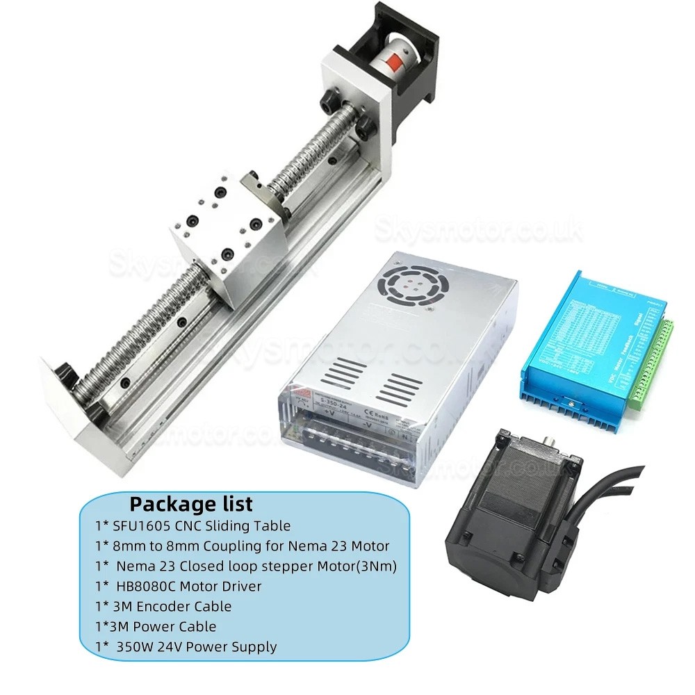 Ballscrew Linear Rail Stage DXG-YR60 CNC Slide Table Kit with Nema 23 Closed Loop Stepper Motor & Driver Kit