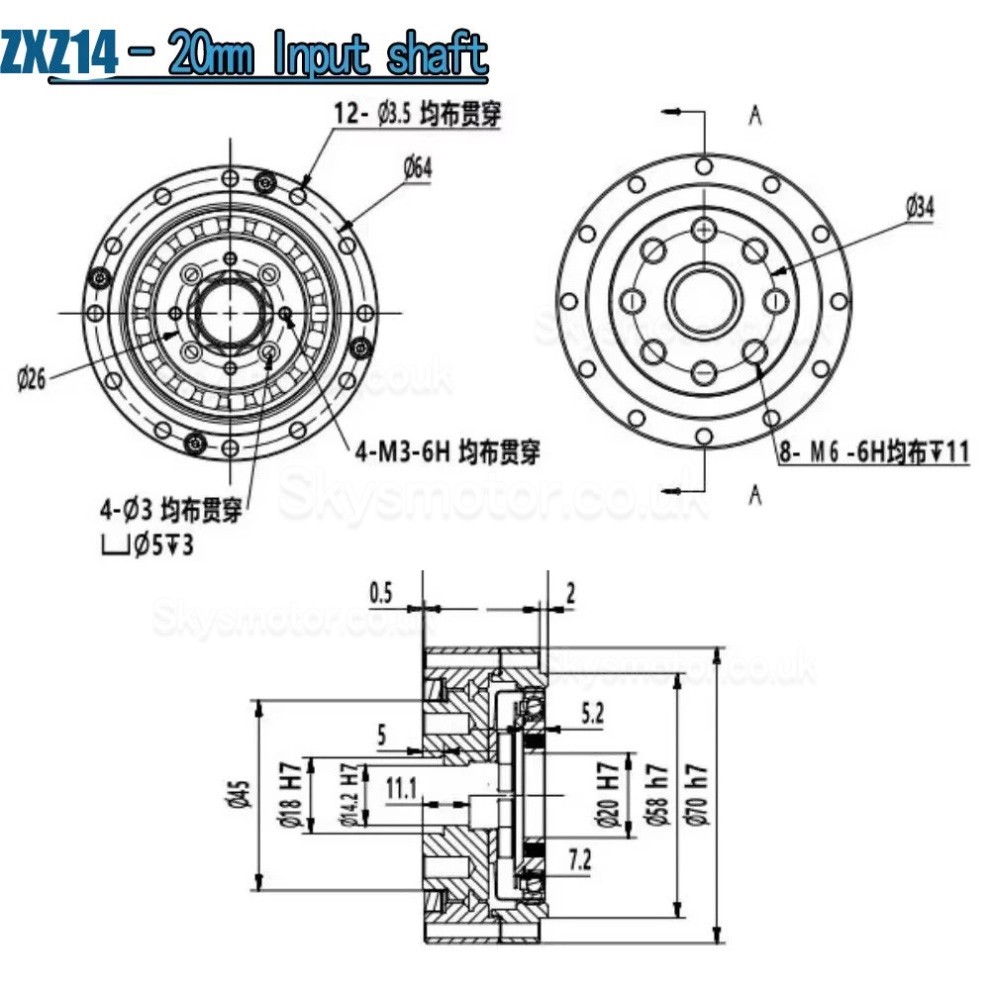 ZXD/ZXZ Series Mini Harmonic Drive 20 Arc-sec Ratio 30:1/50:1/80:1//100:1 