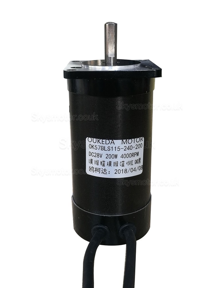 24V 200W Brushless DC Motor OK57BLS115-240-200 4000RPM 47Ncm 12A 3 ...